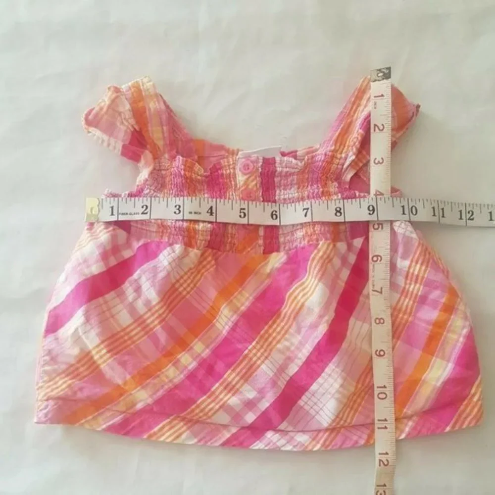 Okie dokie baby girl Plaid Button Stretch Sleevesless Pink Square Size 2T
